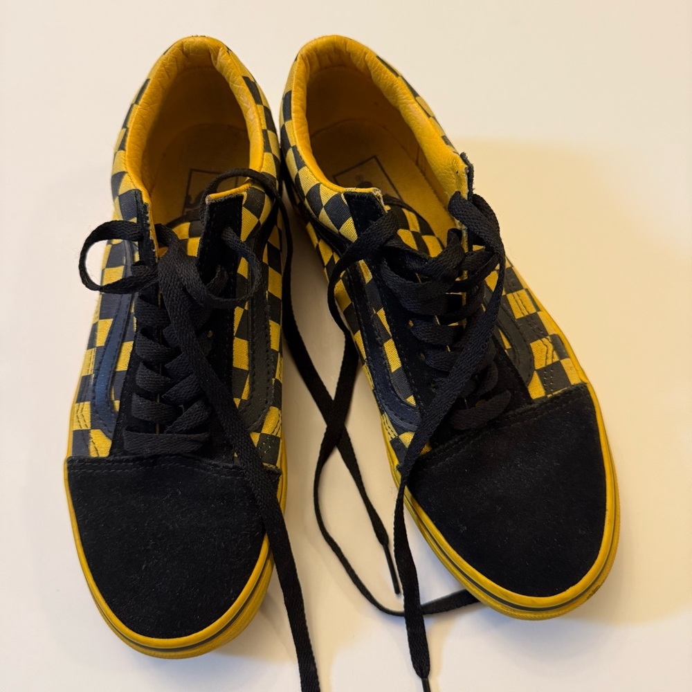 Vans Black and Yellow Checkered Sneakers